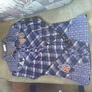 Simply Couture Button Up Soft Flannel Plaid Shirt